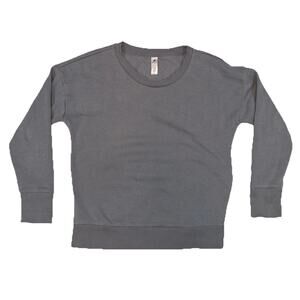 90 Degree by Reflex Women's Gray Pullover Sweatshirt Size L Cotton Spandex Top